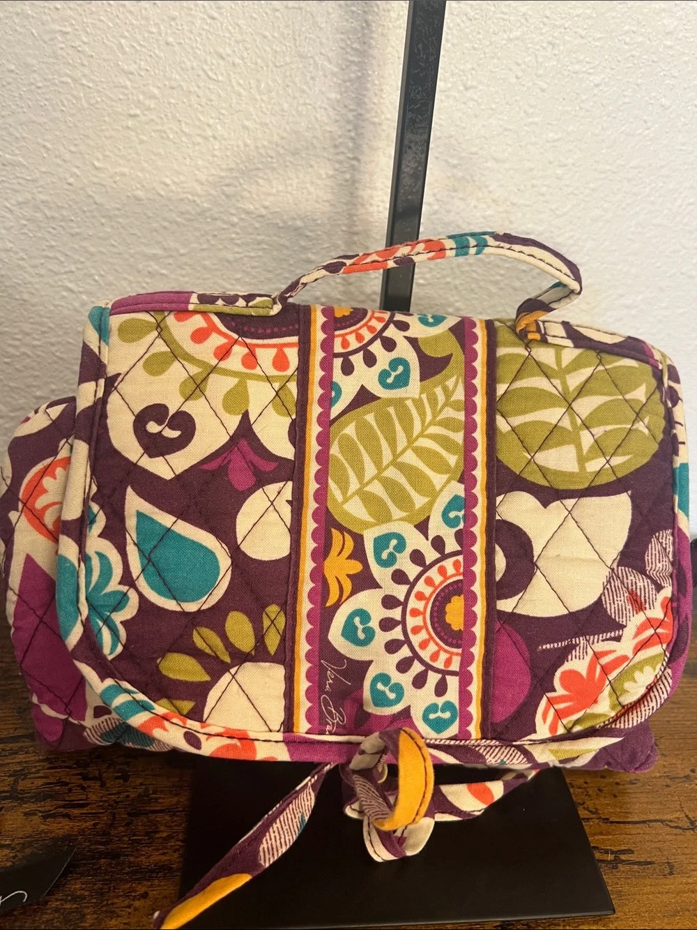 Vera Bradley Quilted Cosmetic Organizer in Purple, Cream & Teal